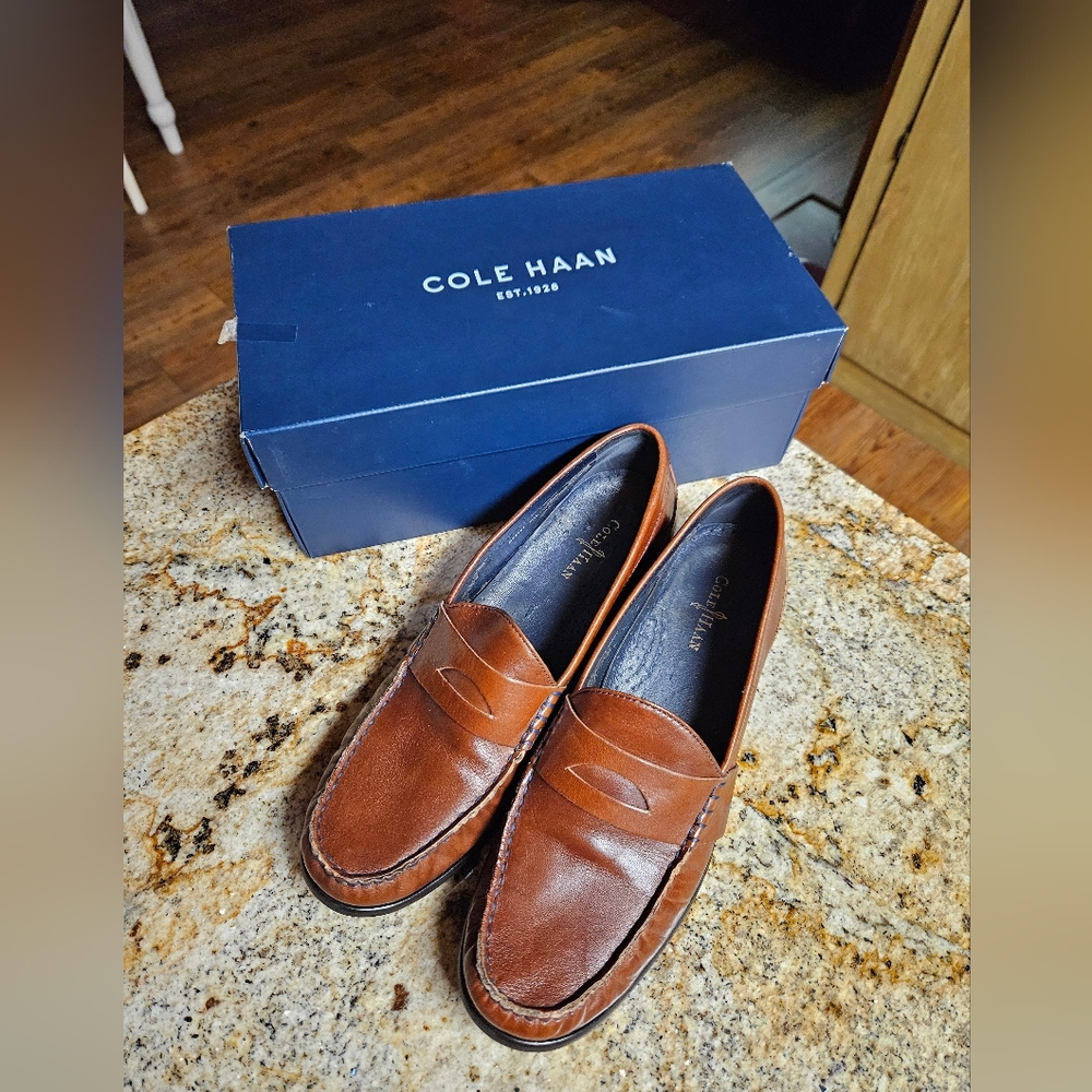 Cole Haan Men’s Brown Leather Penny Loafers